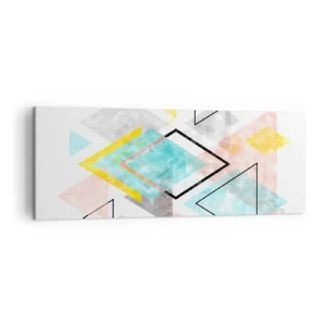 Quadro su tela - Stampe su Tela - Motivi geometrici colorati su sfondo bianco - 140x50cm - Gioco geometrico - Decorazione murale moderna per soggiorno e camera da letto ARTTOR