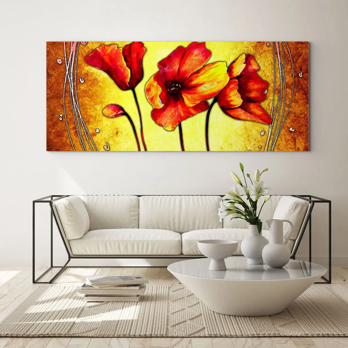 Quadro su vetro - Decorazione Art Nouveau - 100x40 cm