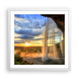 Poster in cornice bianca - Il mondo dietro una tenda di gocce - 50x50 cm