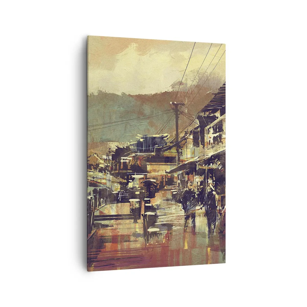 Quadro su tela - Stampe su Tela - Una città con un ponte e strade dallo stile artistico - 80x120cm - La vita come ricchezza di grigio - Decorazione murale moderna per soggiorno e camera da letto ARTTOR