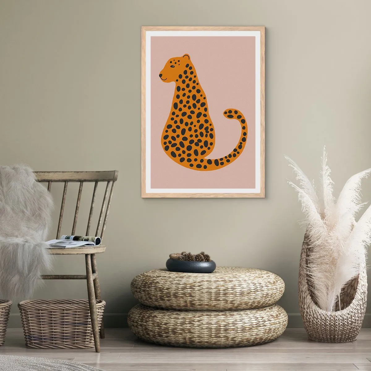 Poster in cornice rovere chiaro - Il leopardo è un motivo di moda - 40x50 cm