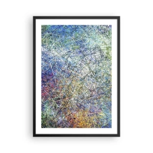 Poster in cornice nera - Astrazione colorata con linee dinamiche e sfumature di blu - 50x70cm - Non è cosi semplice - Decorazione murale moderna per soggiorno e camera da letto ARTTOR
