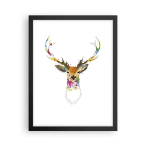 Poster in cornice nera - Mite cerbiatto immerso nel colore - 30x40 cm