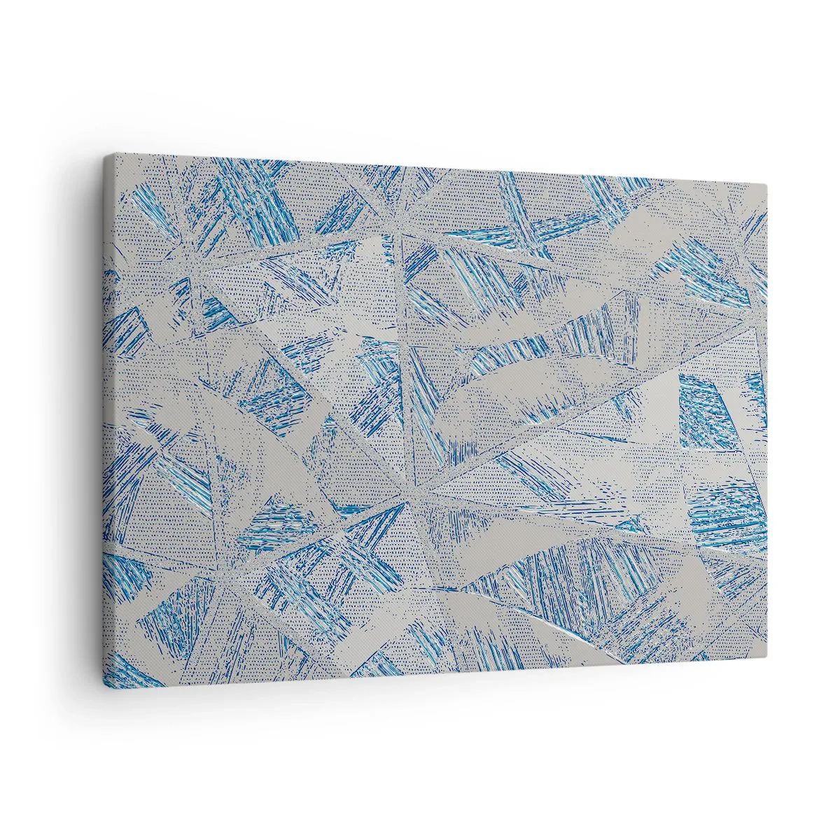 Quadro su tela - Stampe su Tela - Motivi geometrici nelle tonalità del blu e del grigio - 70x50cm - Nel labirinto grigioblu - Decorazione murale moderna per soggiorno e camera da letto ARTTOR