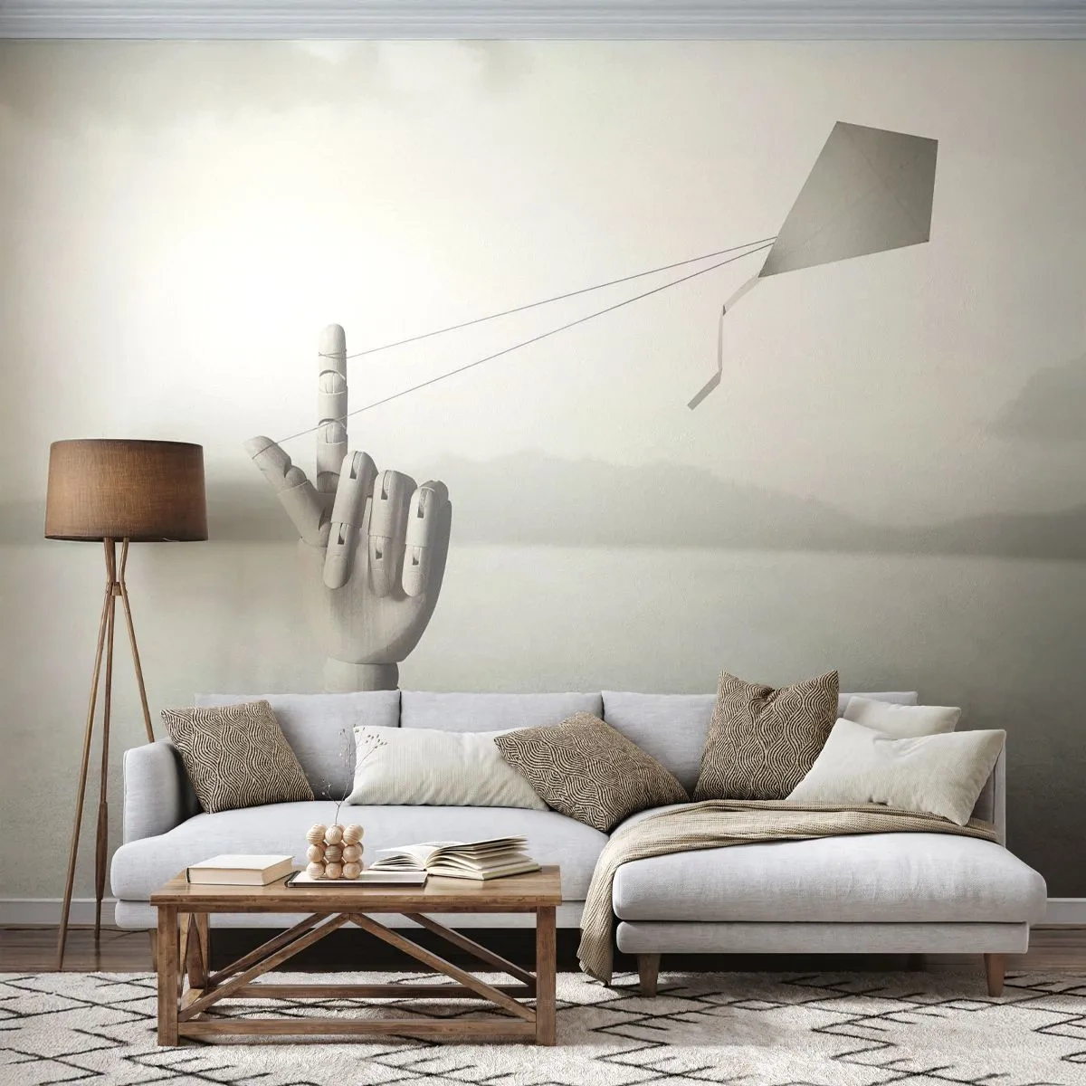 Fotomurali Autoadesivo Deluxe Sticker - Prova di forza - Astrazione, Mano, Aquilone - 250x175 cm