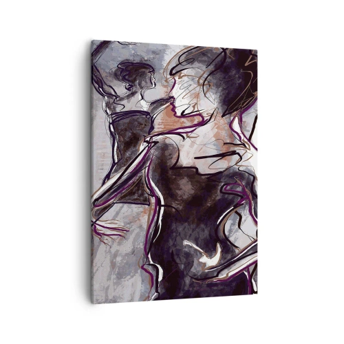 Quadro su tela - Stampe su Tela - Scena jazz astratta con un sassofonista e una donna che balla. - 50x70cm - Sciogliersi nella musica - Decorazione murale moderna per soggiorno e camera da letto ARTTOR