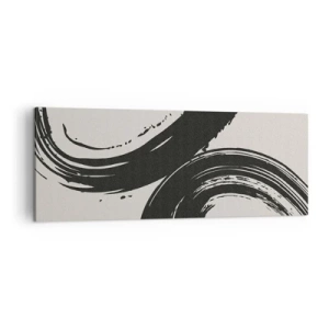 Quadro su tela - Stampe su Tela - Pennellate dinamiche in nero su sfondo chiaro - 140x50cm - Energico e circolare - Decorazione murale moderna per soggiorno e camera da letto ARTTOR