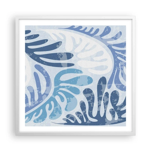 Poster in cornice bianca - Felci blu - 60x60 cm