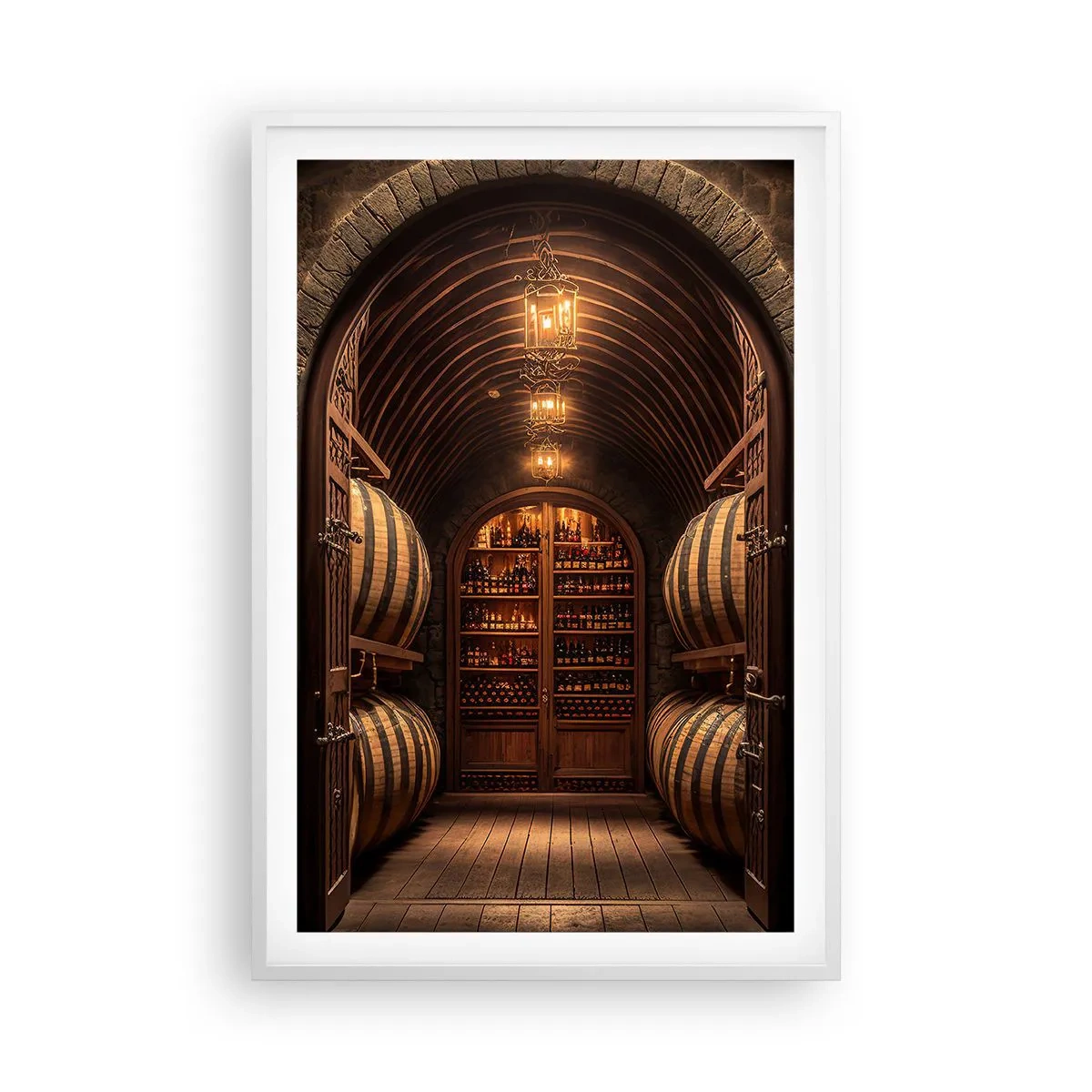 Poster in cornice bianca - L'atmosfera della cantina - 61x91 cm