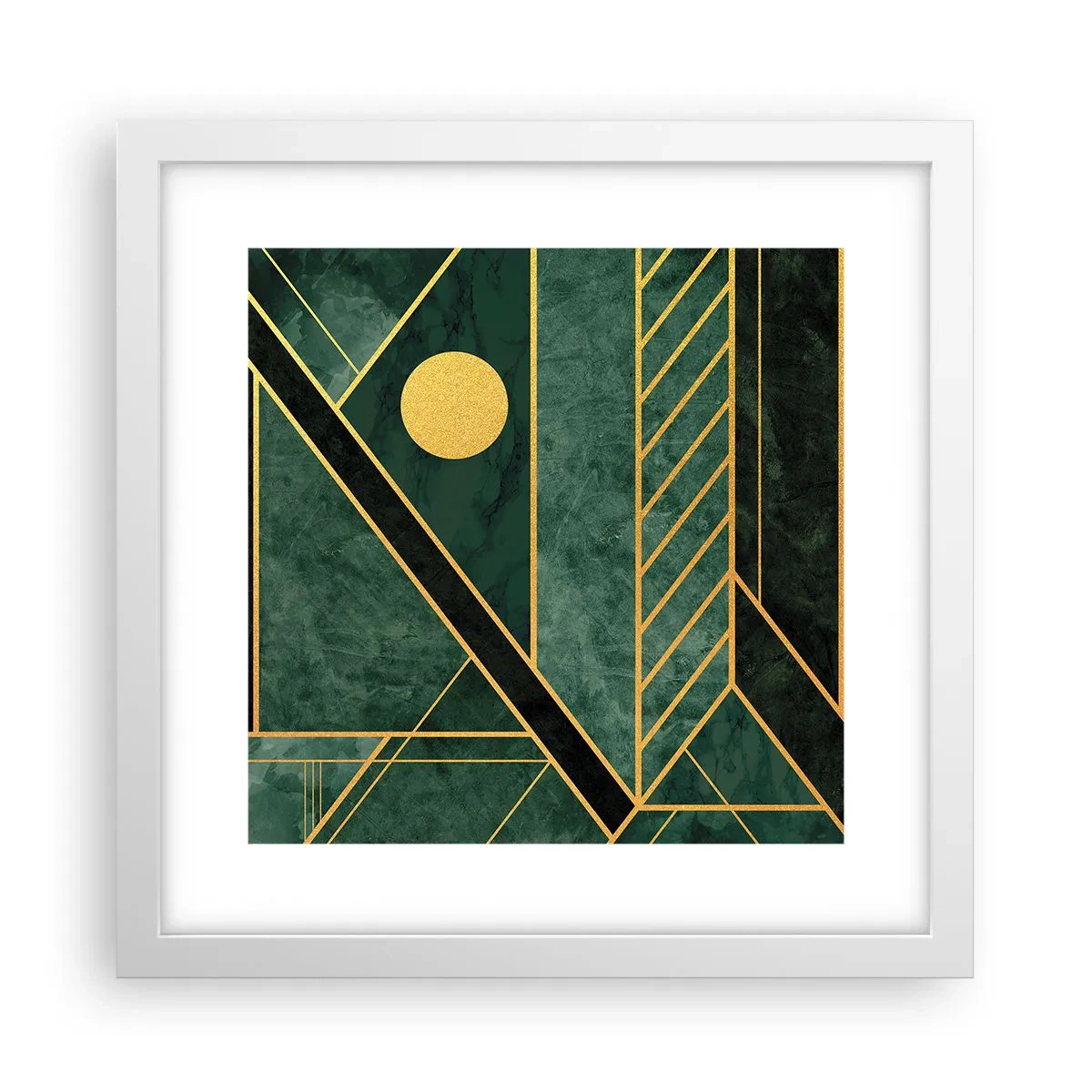 Poster in cornice bianca - Dinamica di oro e azzurro - 30x30 cm