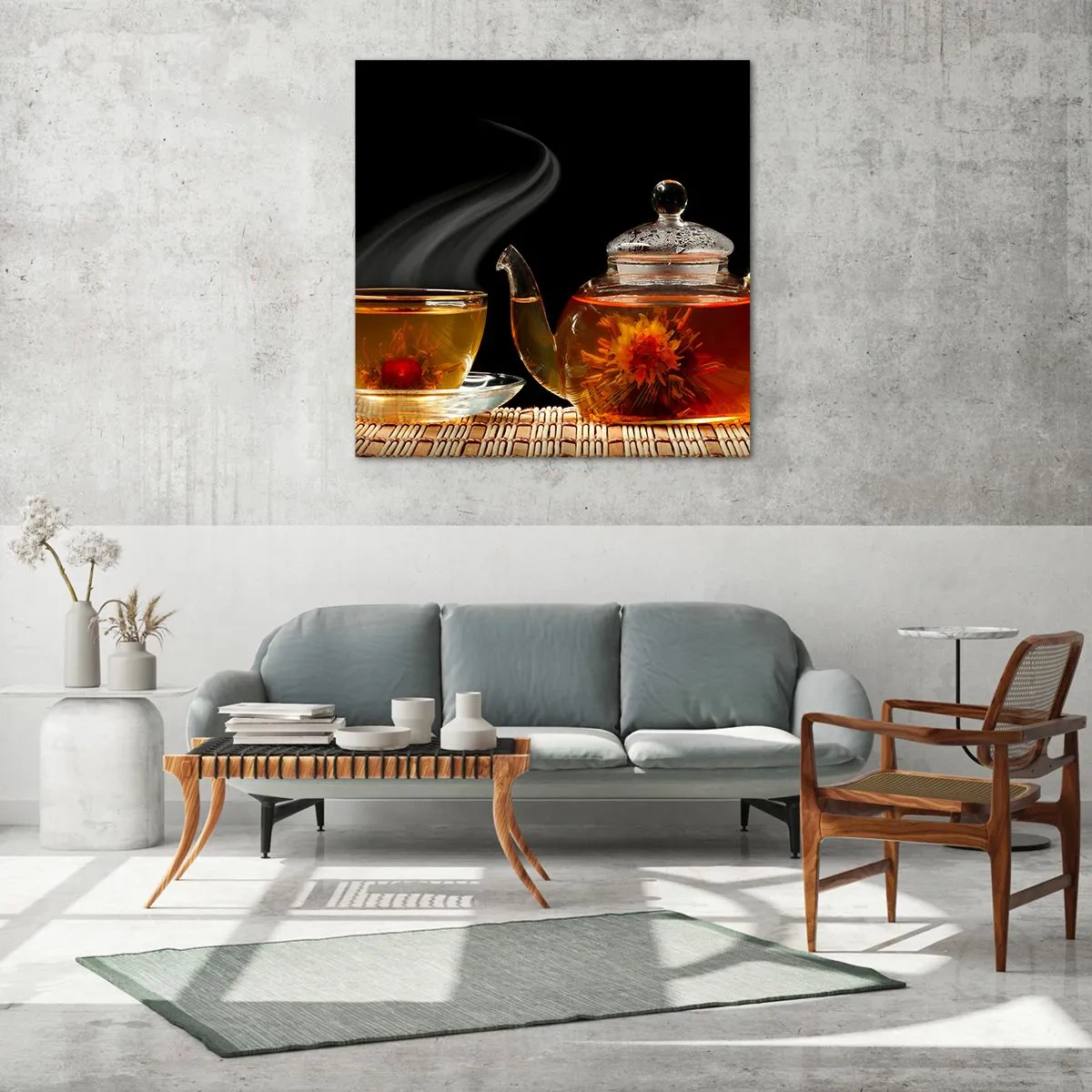 Quadro su vetro - La magia e l'arte del tè - 70x70 cm