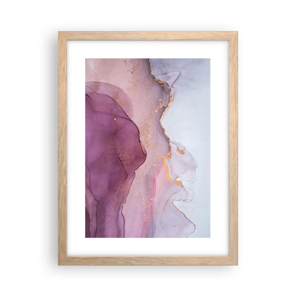 Poster in cornice rovere chiaro - Onde di lilla e viola - 30x40 cm
