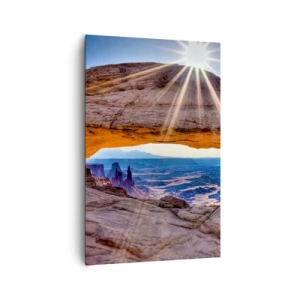 Quadro su tela - Stampe su Tela - Arco di roccia che domina il canyon all'alba - 80x120cm - Attraverso il portale di roccia - Decorazione murale moderna per soggiorno e camera da letto ARTTOR