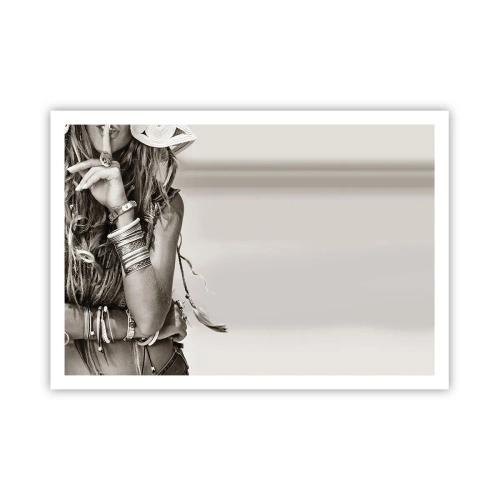 Poster - Ritratto di una donna boho con gioielli - 100x70cm - Come una ragazza - Decorazione murale moderna per soggiorno e camera da letto ARTTOR