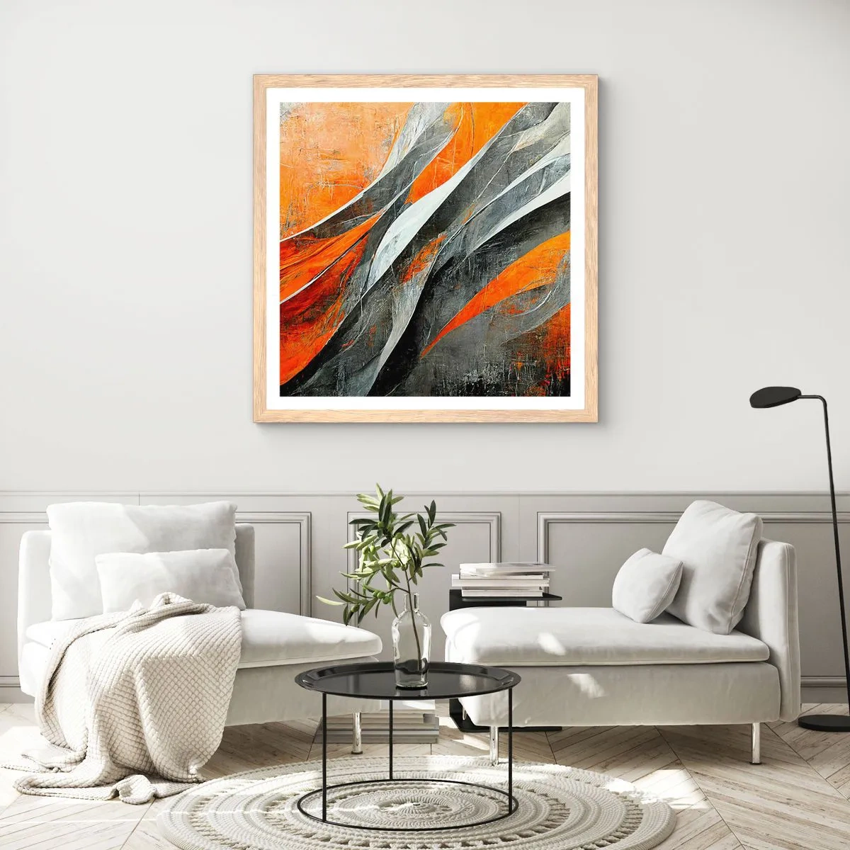 Poster in cornice rovere chiaro - Caldo e freddo - 40x40 cm