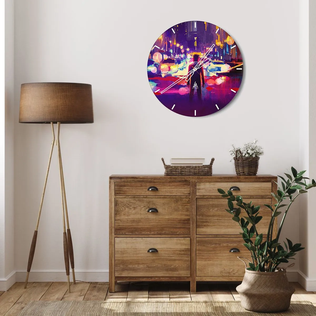 Orologio da parete - Orologio in Vetro - Immerso nella luce - 30x30 cm