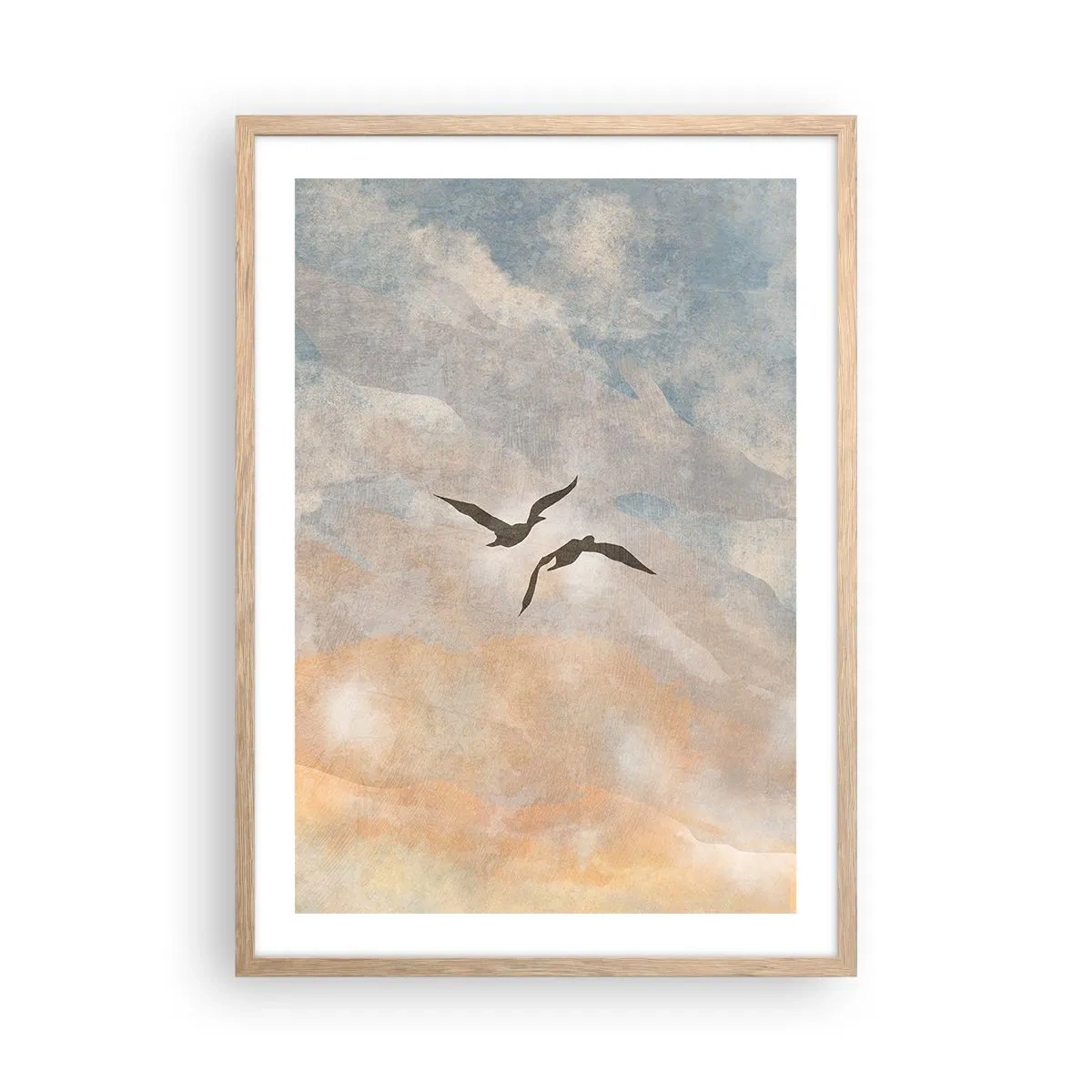 Poster in cornice rovere chiaro - Danza nel cielo - 50x70 cm