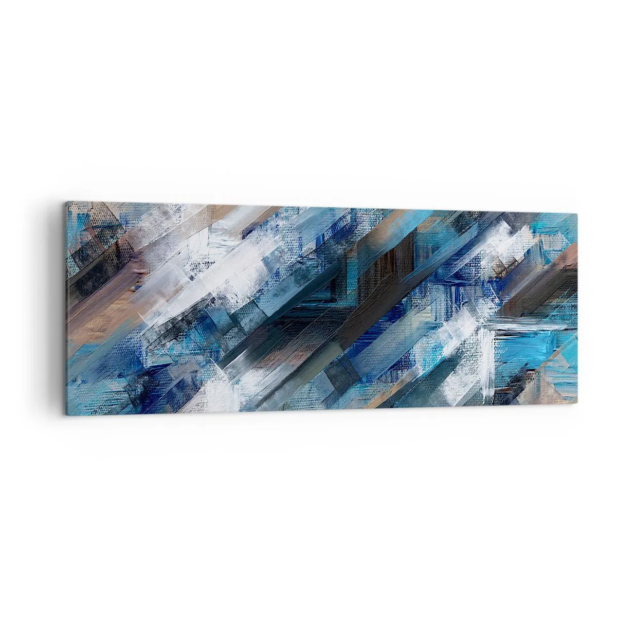 Quadro su tela - Stampe su Tela - Composizione astratta con linee diagonali blu - 140x50cm - Sulla diagonale blu - Decorazione murale moderna per soggiorno e camera da letto ARTTOR