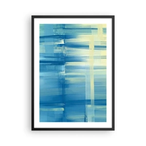 Poster in cornice nera - Composizione astratta nei toni del blu e del giallo - 50x70cm - Composizione in turchese - Decorazione murale moderna per soggiorno e camera da letto ARTTOR