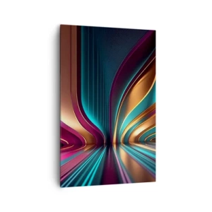 Quadro su tela - Stampe su Tela - Astrazione futuristica con colori intensi e curve - 80x120cm - Architettura di luce - Decorazione murale moderna per soggiorno e camera da letto ARTTOR