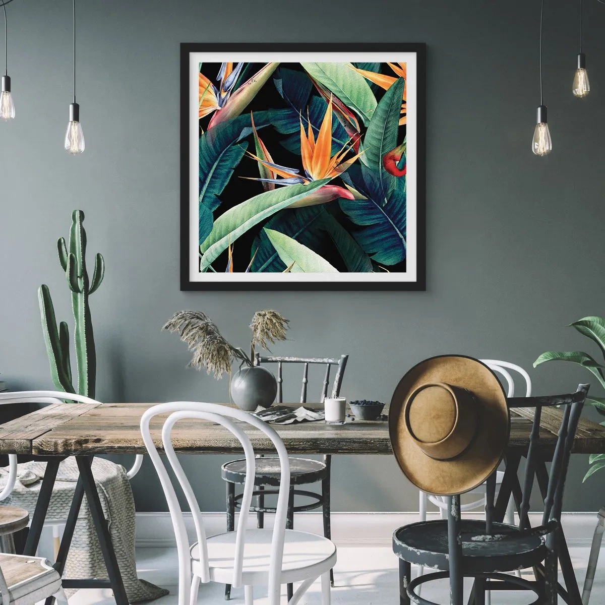 Poster in cornice nera - I fiori fiammeggianti dei tropici - 40x40 cm