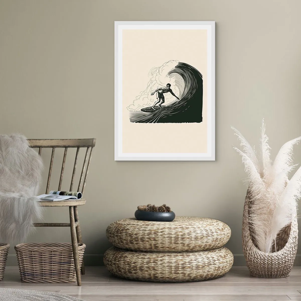 Poster in cornice bianca - Il re delle onde - 50x70 cm