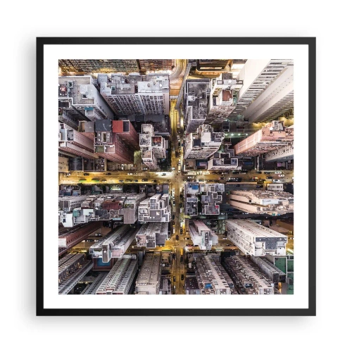 Poster in cornice nera - Saluti da Hong Kong - 60x60 cm