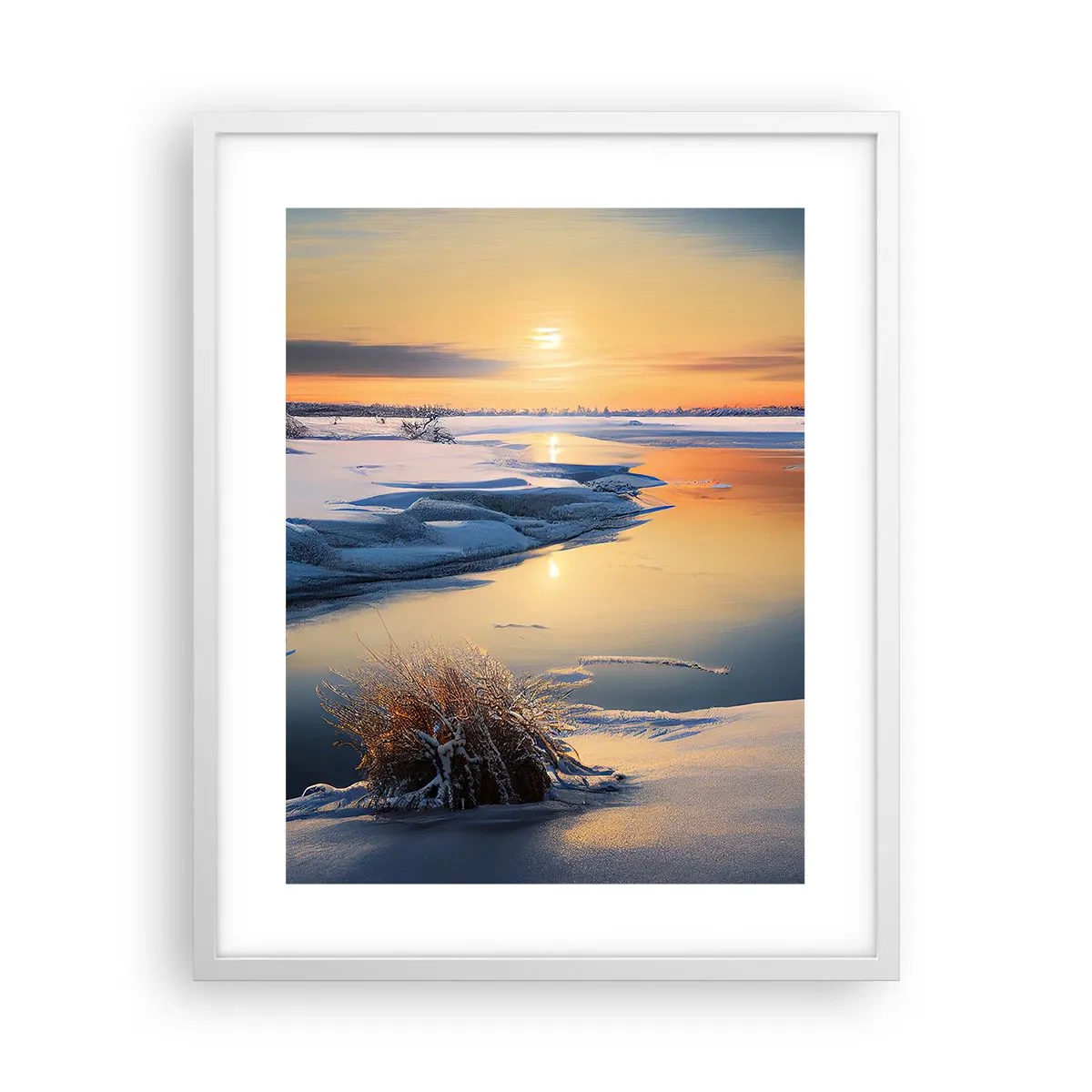 Poster in cornice bianca - Tramonto invernale - 40x50 cm