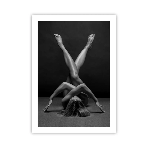 Poster - Un'interpretazione artistica di una silhouette femminile in bianco e nero - 50x70cm - Geometria del nudo - Decorazione murale moderna per soggiorno e camera da letto ARTTOR