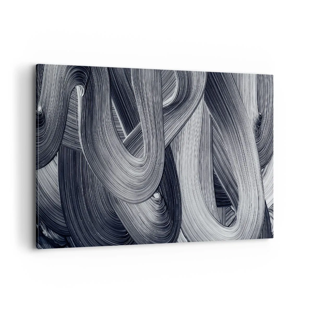 Quadro su tela - Stampe su Tela - Astrazione in bianco e nero con pennellate dinamiche. - 120x80cm - La fluidità della realtà - Decorazione murale moderna per soggiorno e camera da letto ARTTOR