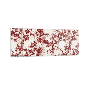 Quadro su vetro - Fiori rossi su sfondo bianco in stile artistico - 140x50cm - Come l'antico percalle - Decorazione murale moderna per soggiorno e camera da letto ARTTOR