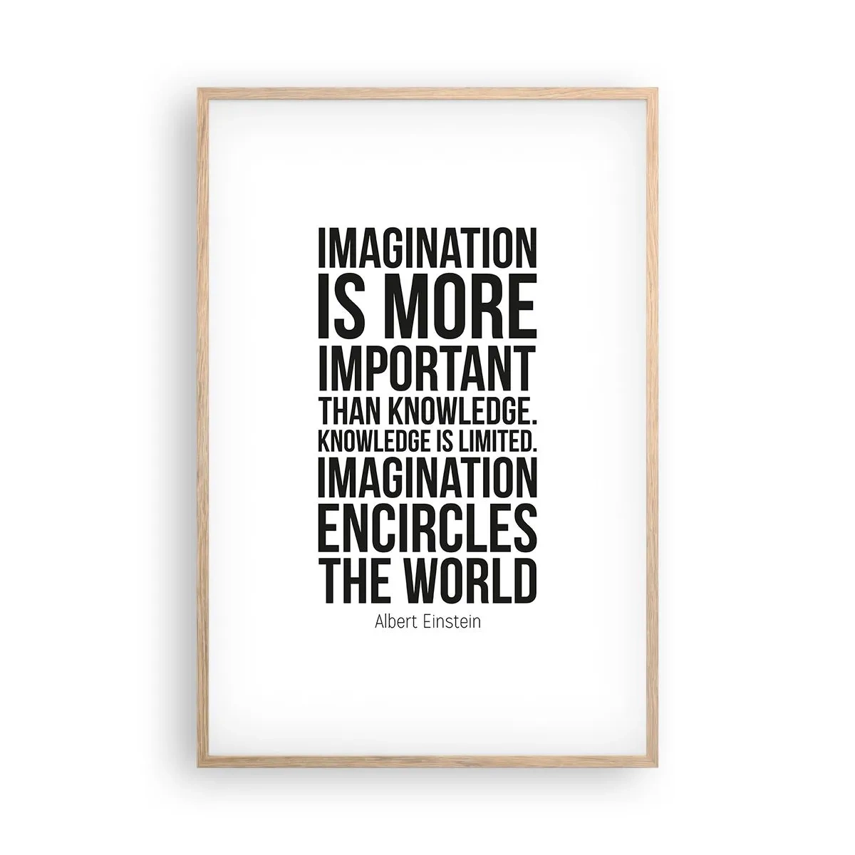 Poster in cornice rovere chiaro - Einstein sul potere dell'immaginazione - 61x91 cm