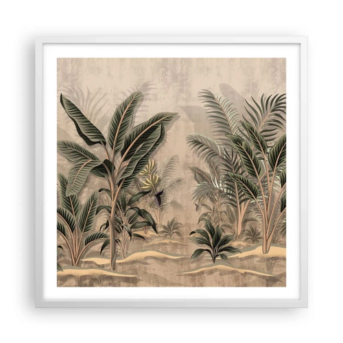 Poster in cornice bianca - Incisione in stile coloniale - 60x60 cm
