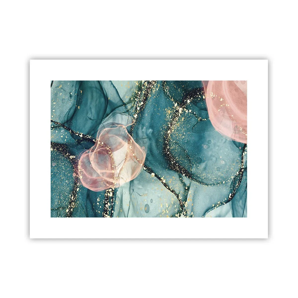 Poster - Blu di seta, rosa di tulle - 40x30 cm