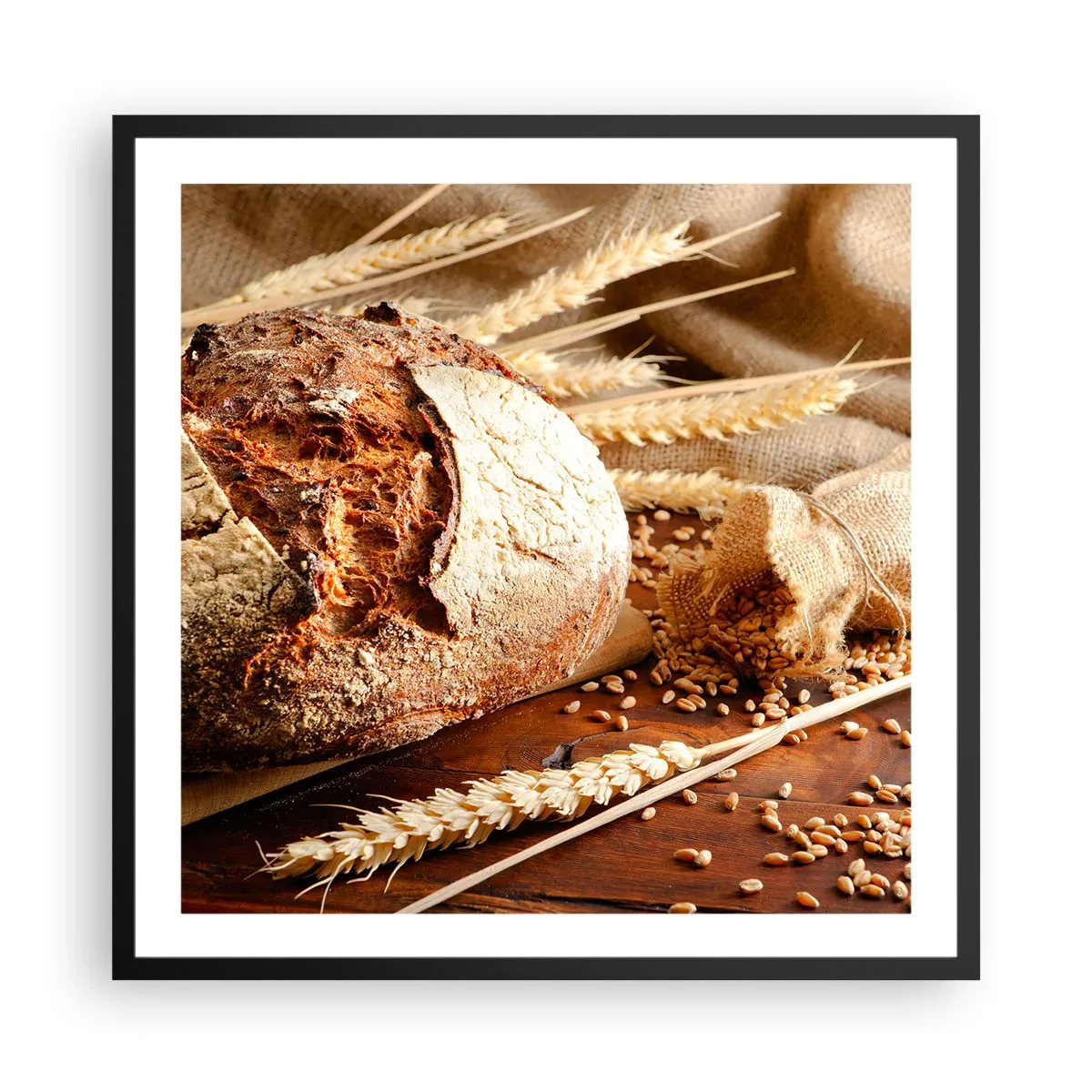 Poster in cornice nera - Appetitoso, profumato, croccante - 60x60 cm
