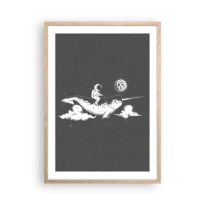 Poster in cornice rovere chiaro - Il cavaliere dello spazio - 50x70 cm