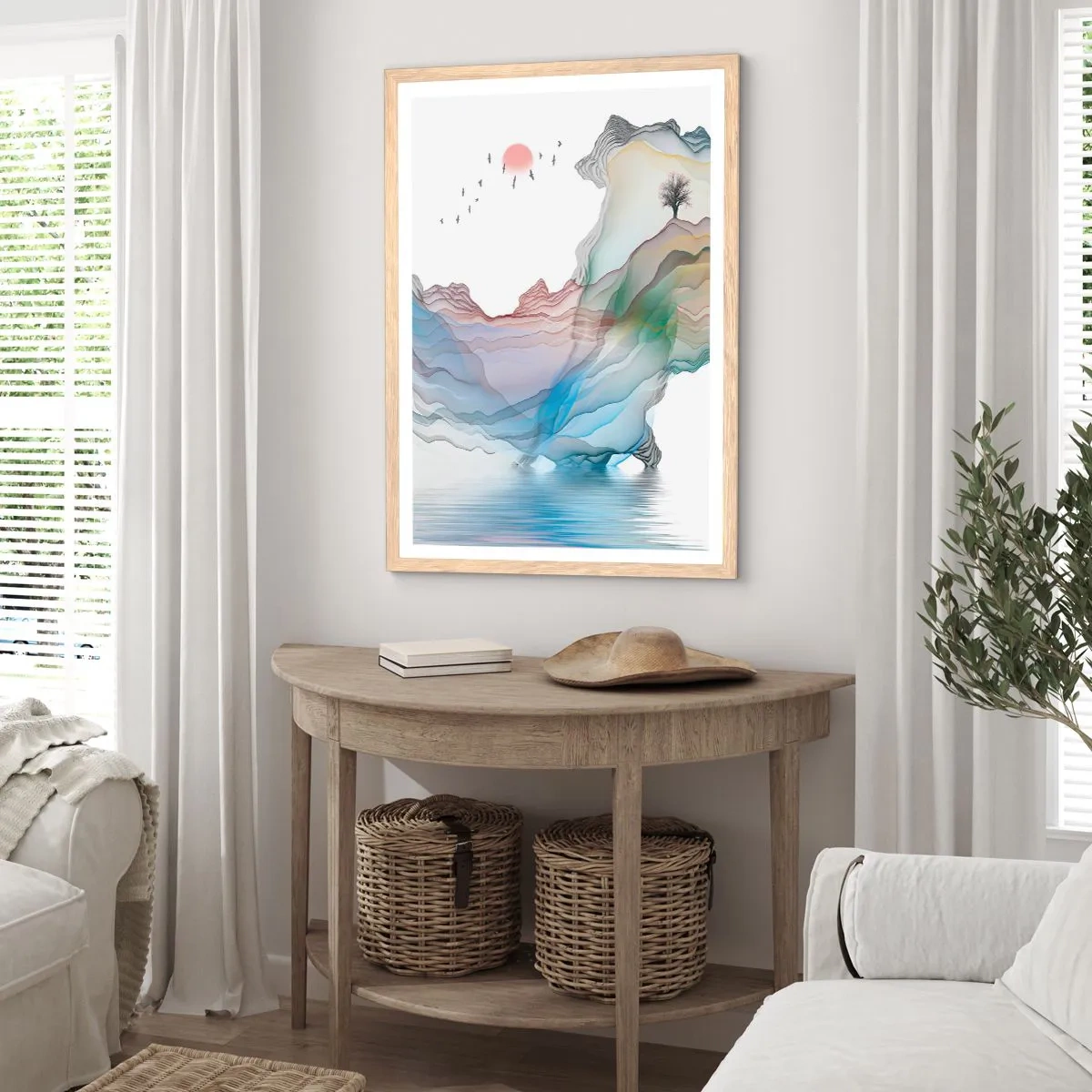 Poster in cornice rovere chiaro - Verso i monti di cristallo - 50x70 cm