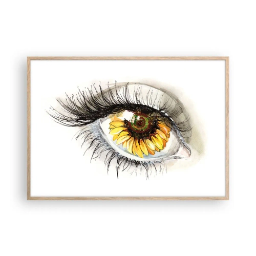 Poster in cornice rovere chiaro - Uno sguardo caldo come l'estate - 100x70 cm