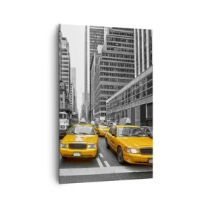 Quadro su tela - Stampe su Tela - Taxi gialli per le strade di New York - 80x120cm - Siamo noi che coloriamo la città - Decorazione murale moderna per soggiorno e camera da letto ARTTOR
