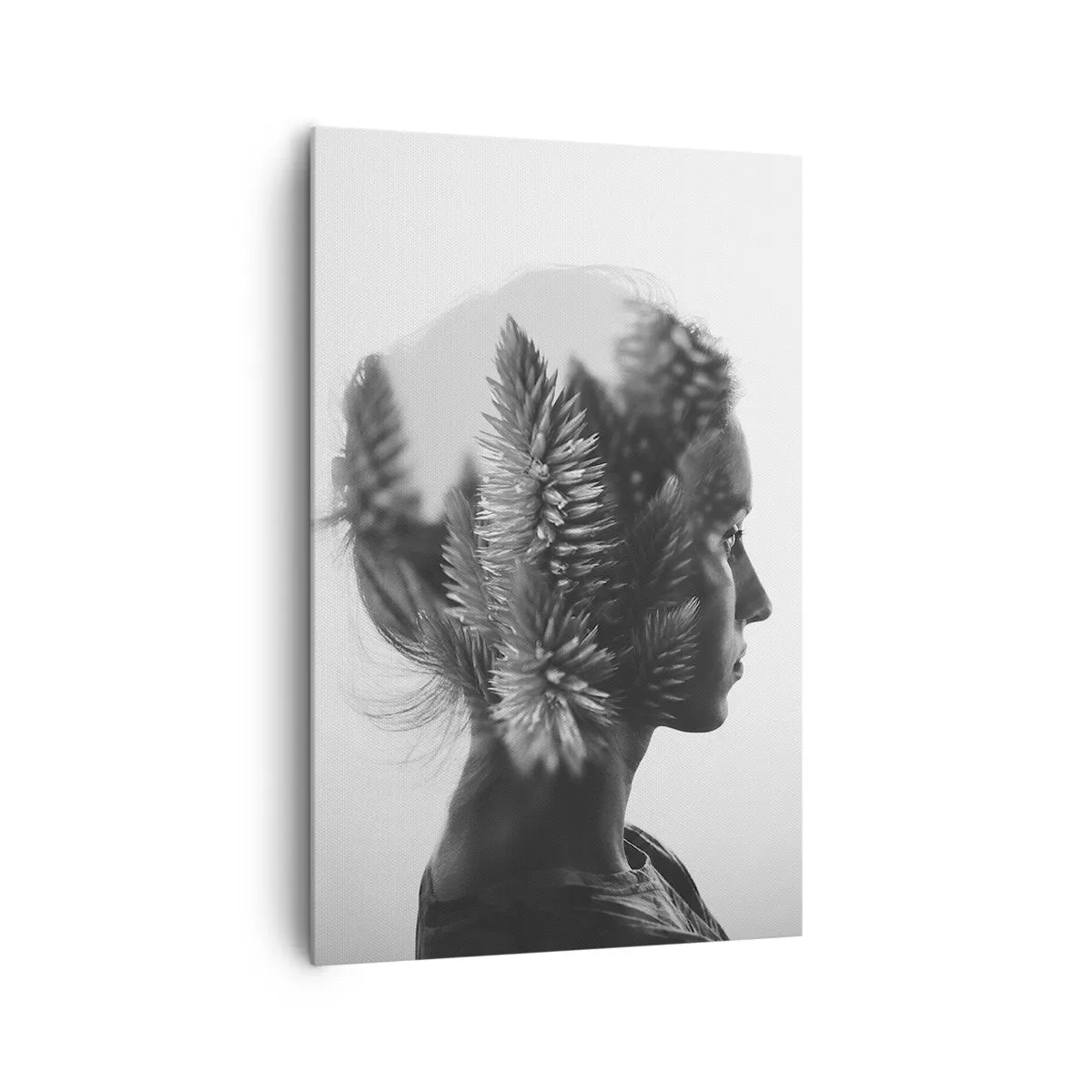 Quadro su tela - Stampe su Tela - Un ritratto sottile con elementi della natura - 80x120cm - La signora della pineta - Decorazione murale moderna per soggiorno e camera da letto ARTTOR