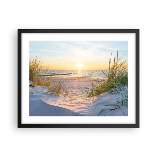 Poster in cornice nera - Rumore del mare, uccelli che cantano, spiaggia selvatica tra i cespugli... - 50x40 cm