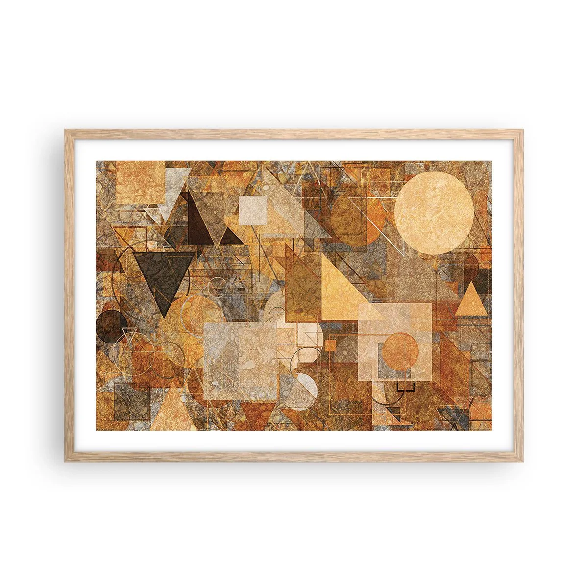 Poster in cornice rovere chiaro - Studio cubista in marrone - 70x50 cm