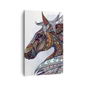 Quadro su tela - Stampe su Tela - Un cavallo geometrico con una criniera colorata e dettagliata - 80x120cm - Il destriero del guerriero celtico - Decorazione murale moderna per soggiorno e camera da letto ARTTOR