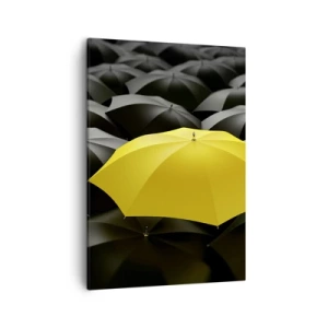 Quadro su tela - Stampe su Tela - Un ombrello giallo tra ombrelli neri - 50x70cm - Addio tristezza - Decorazione murale moderna per soggiorno e camera da letto ARTTOR