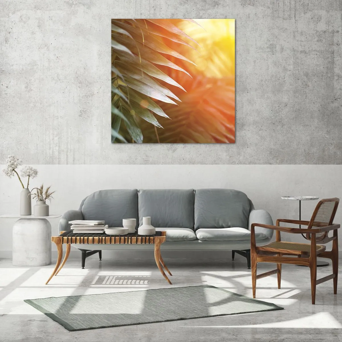 Quadro su vetro - L'alba nella giungla - 40x40 cm