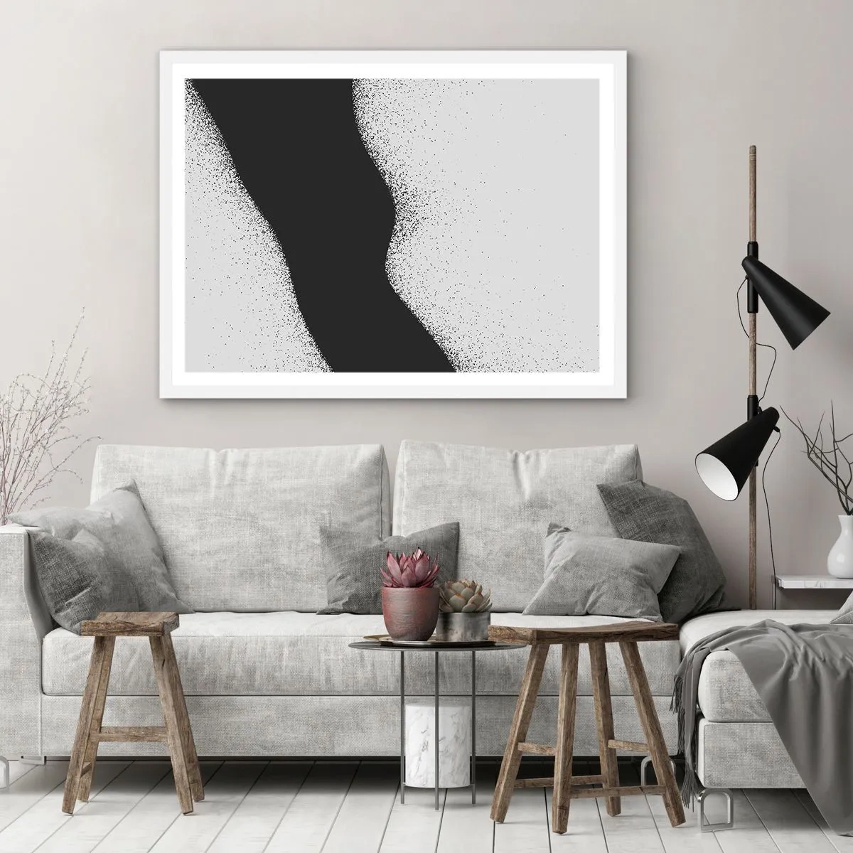 Poster in cornice bianca - Equilibrio fluido - 50x40 cm