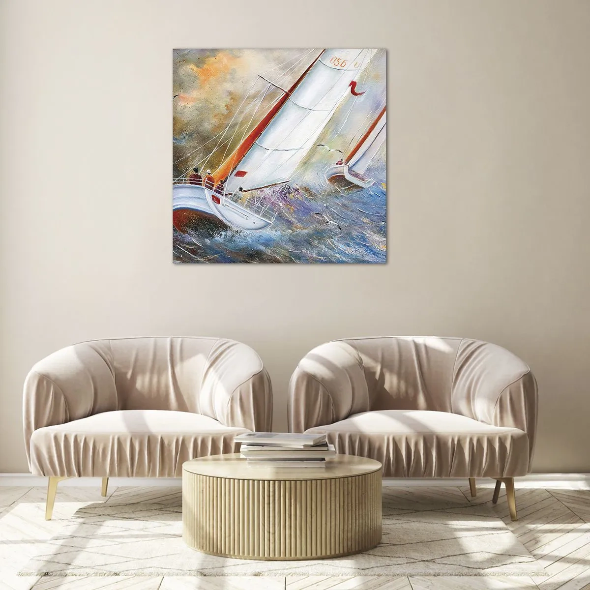 Quadro su vetro - Correndo sulle onde - 70x70 cm