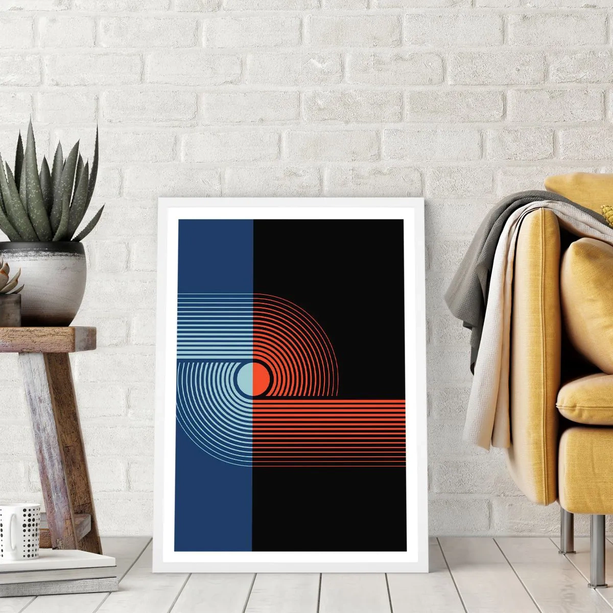 Poster in cornice bianca - Nell'abbraccio geometrico - 61x91 cm