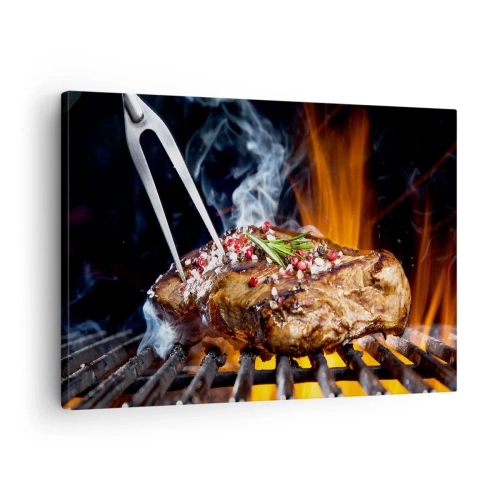 Quadro su tela - Stampe su Tela - Bistecca alla griglia con spezie - 70x50cm - Succosa e profumata - Decorazione murale moderna per soggiorno e camera da letto ARTTOR