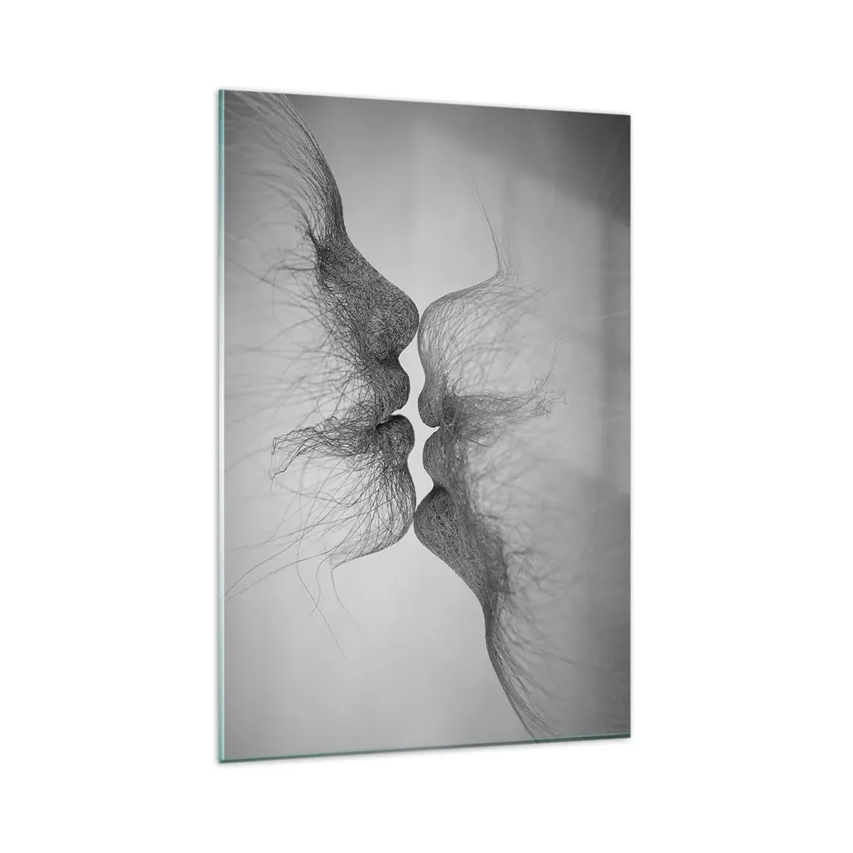 Quadro su vetro - Un bacio astratto presentato in una forma eterea - 80x120cm - Il bacio del vento - Decorazione murale moderna per soggiorno e camera da letto ARTTOR